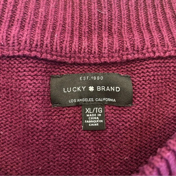 Luck Brand Color Block Pullover Crewneck Sweater Cotton Blend Purple Sz XL - Picture 3 of 10
